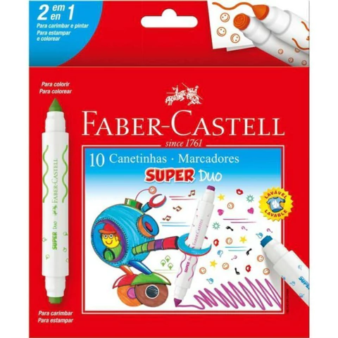CANETINHA SUPER DUO FABER CASTELL COM 10 CORES