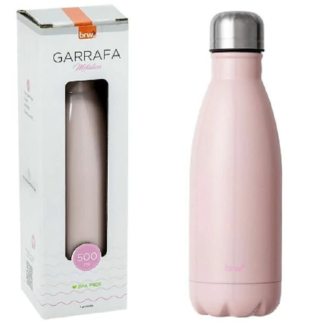 GARRAFA DE AÇO BRW INOXIDÁVEL 500ML - ROSA