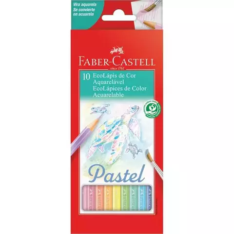 LÁPIS DE COR AQUARELAVEL PASTEL FABER CASTELL COM 10 CORES E PINCEL