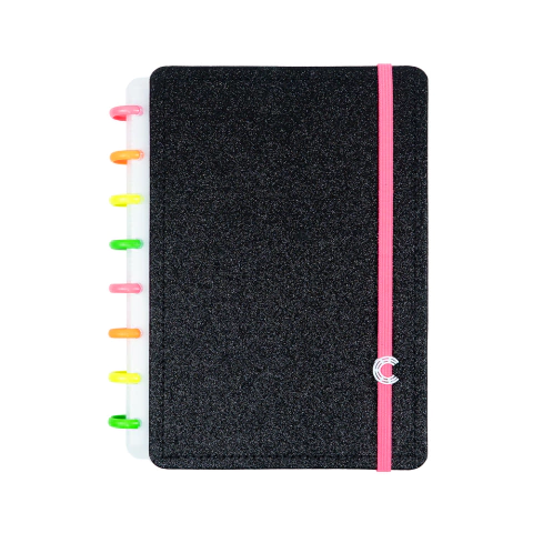 CADERNO INTELIGENTE LETS GLITTER NEON BLACK A5