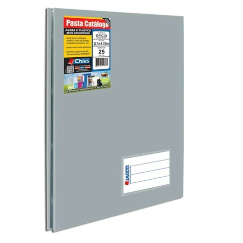 PASTA CATALOGO CHIES OFICIO COM 25 ENVELOPES - PRATA