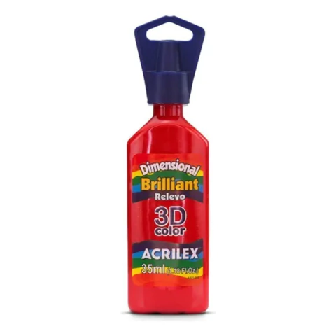 TINTA ACRILEX DIMENSIONAL BRILHANTE 35ML 507 - VERMELHO FOGO