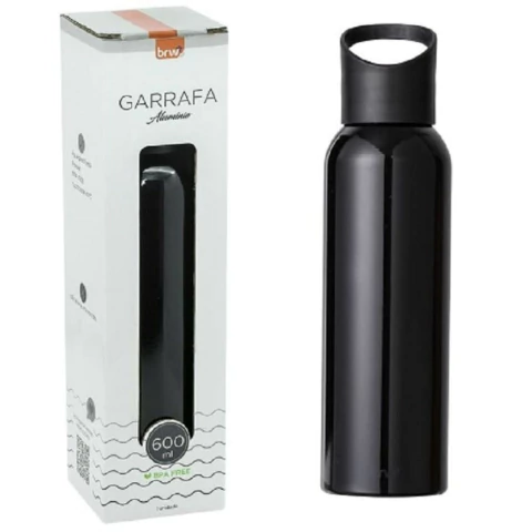 GARRAFA DE ALUMÍNIO BRW 600ML - PRETA