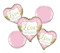 SET DE GLOBO CORAZONES ROSA LOVE
