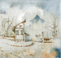Fine Art aquarela "Carro de Boi"