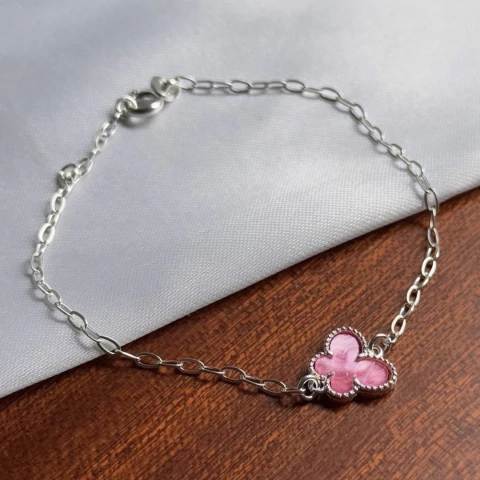 Pulseira borboleta madrepérola rosa