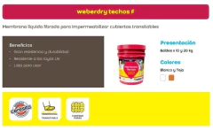 Weber Techos F Membrana Liquida Fibrada X 20kg - comprar online