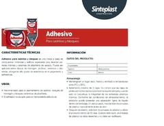 Adhesivo Pegamento Para Ladrillos Listo Sinteplast 3kg Manga - comprar online