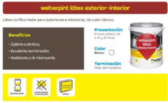 Pintura Látex Weber Interior Exterior Weberpint X 20 Lts.- VENCIDA en internet