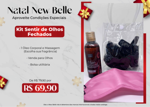 Kit Sentir de Olhos Fechados - Óleo corporal + Venda para olhos + Bolsa
