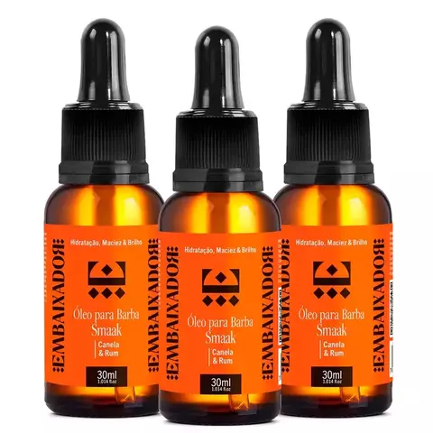 Kit 03 Óleo para Barba Smaak Canela & Rum Embaixador 30ml