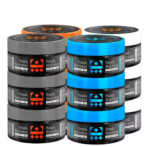 Kit 12 Pomadas Modeladoras de Cabelo Embaixador 85g