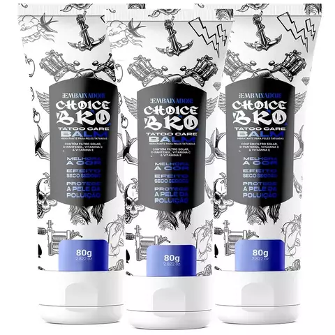 Kit 03 Balm para Tatuagem Choice Bro Embaixador 80g