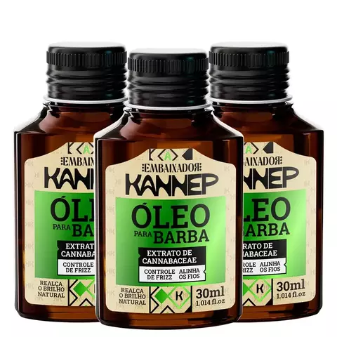 Kit 03 Óleo Para Barba Kannep Embaixador 30ml