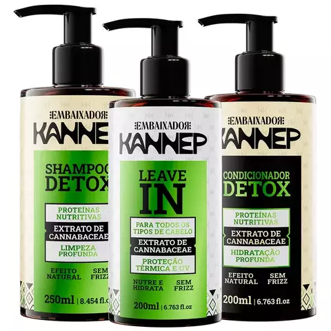 Kit Detox Shampoo + Condicionador + Leave-in Kannep Embaixador