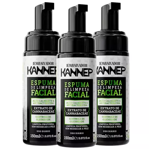 Kit 03 Espuma de Limpeza Facial Kannep Pró 150ml