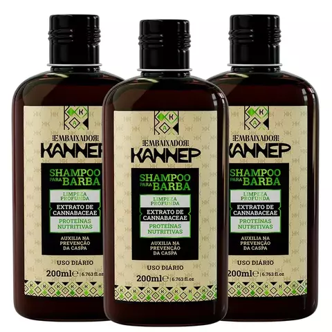 Kit 03 Shampoo Para Barba Kannep 200ml