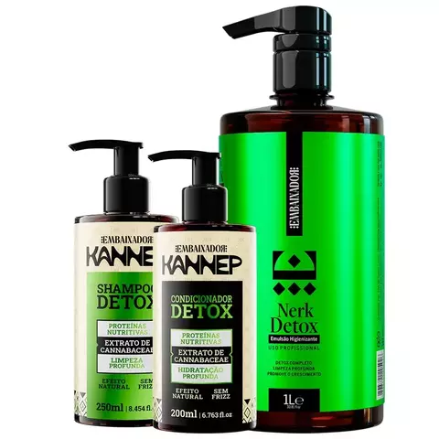 Kit Emulsão Lavatório + Shampoo e Condicionador Detox Kannep Embaixador