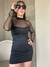 Vestido Manga Tull Strass Recorte Lycra _ 41523