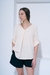 Blusa Manga 3/4 Escote V Botón Pinza _ 42077