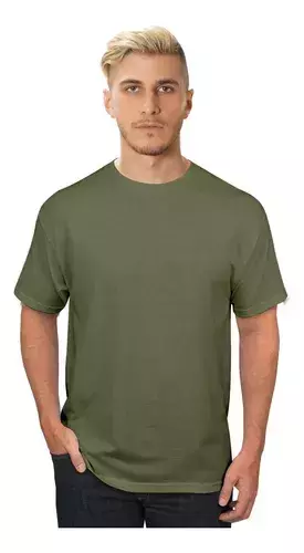 Remera Basica Hombre Manga Corta Lisa 100% Algodon VERDE