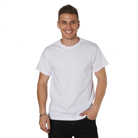 Remera Basica Hombre Manga Corta Lisa 100% Algodon BLANCO