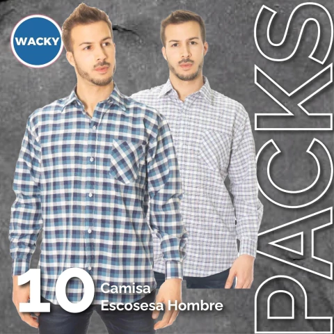 Pack x10 Camisa Escocesa Hombre M/Larga SURTIDO - comprar online