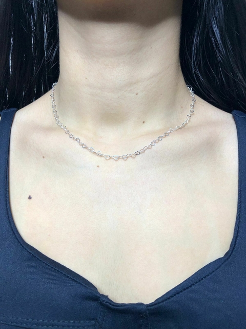 Choker Mini Corações Vazados na Prata 925