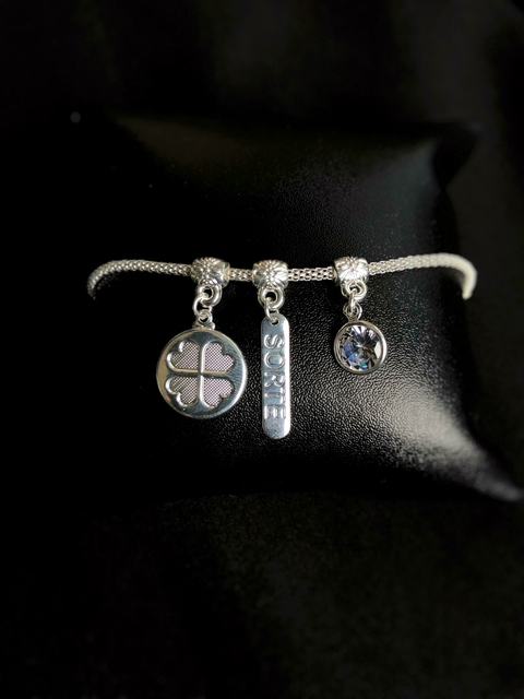 Pulseira Com Berloques Sorte Banhada a Prata