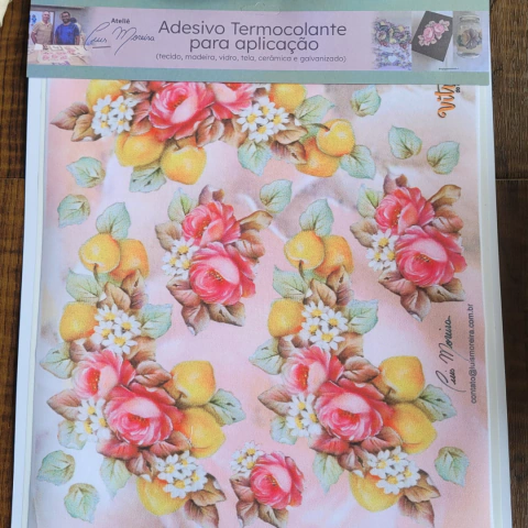 Adesivo Termocolante Rosa com Pêssegos | Cod. RO11