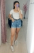 Shorts jeans mom marmorizada - comprar online