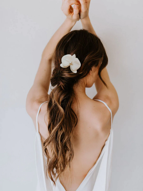 Acessório de cabelo para noiva arranjo grinalda flor de orquídea Pérolas de água doce HARLIE