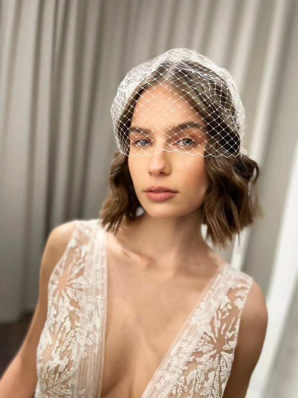Acessório de cabelo para noiva Véu Voillete francês