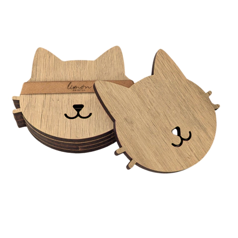 Set X4 Posavasos De Madera Gatitos - comprar online