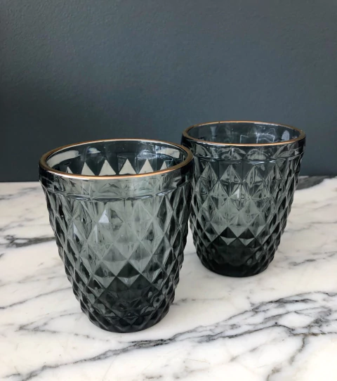 Vaso "Diamante" Azul y Doré