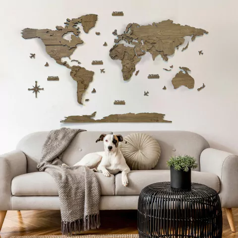 3D World Map - Mapamundi 3D Madera Gaudi