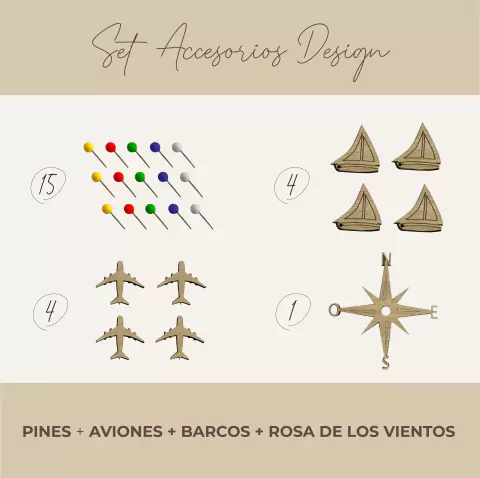 Pack Rosa de los Vientos, Aviones, Barcos, Pines metálicos