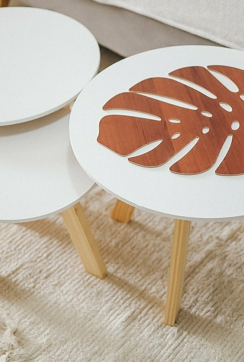 combo mesas renata x3 + Alfombra + plato de sitio laminado de regalo
