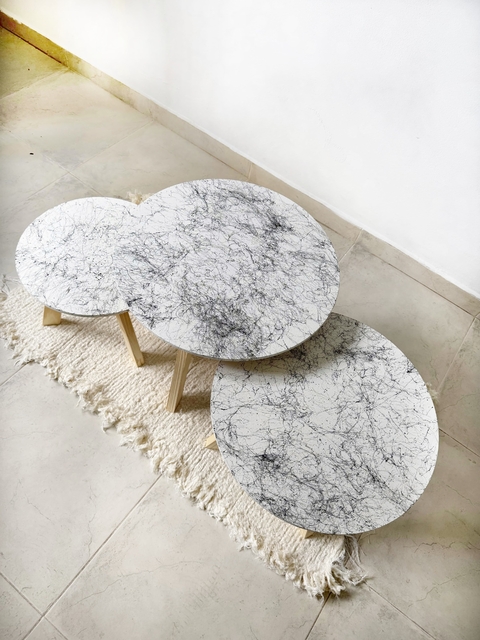mesas renata "simil marmol Lu" -base blanca-