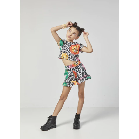 CONJUNTO FEMININO INFANTIL BLUSA E SHORT ESTAMPADO