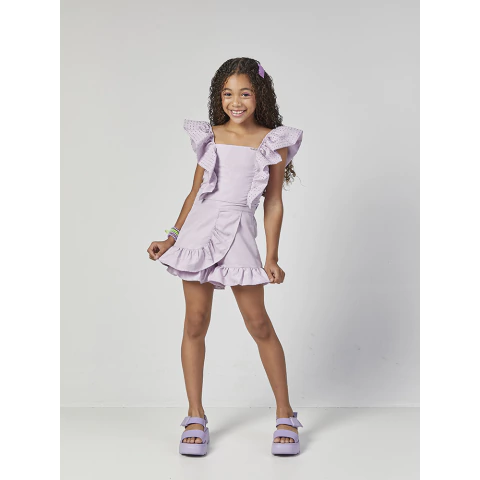 CONJUNTO FEMININO INFANTIL CROPPED E SHORT SAIA