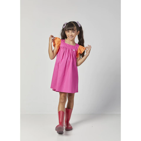 VESTIDO FEMININO INFANTIL LINHA A EM TRICOLINE