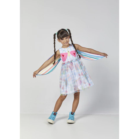 VESTIDO FEMININO INFANTIL RODADO COM ASAS
