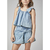 Imagem do Conjunto Feminino Infantil Cropped E Short Saia Jeans