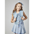 Saia Feminina Infantil Jeans Com Pregas