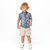 Camisa Masculina Infantil Jeans Com Estampa Coqueiros