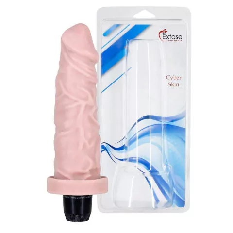 Prótese Vibro Cyber 15,5X4,5cm Natural – Êxtase