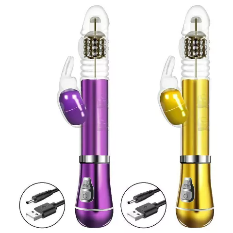 Vibrador Rotativo de Coelho - Cromado com Vai e vem - Recarregável - SI - comprar online