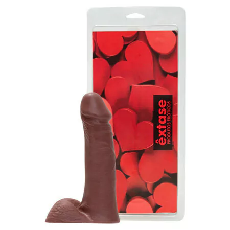 Prótese realística com escroto chocolate 19 x 4,8 - Extase