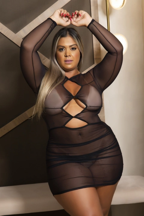 VESTIDO SENSUAL FEITO EM TULE / PRETO / M